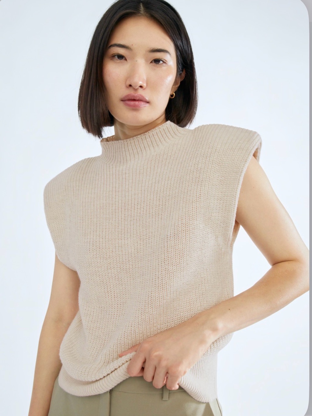 Aritzia - Babaton Sleeveless Mock Neck Sweater Vest - Cream
